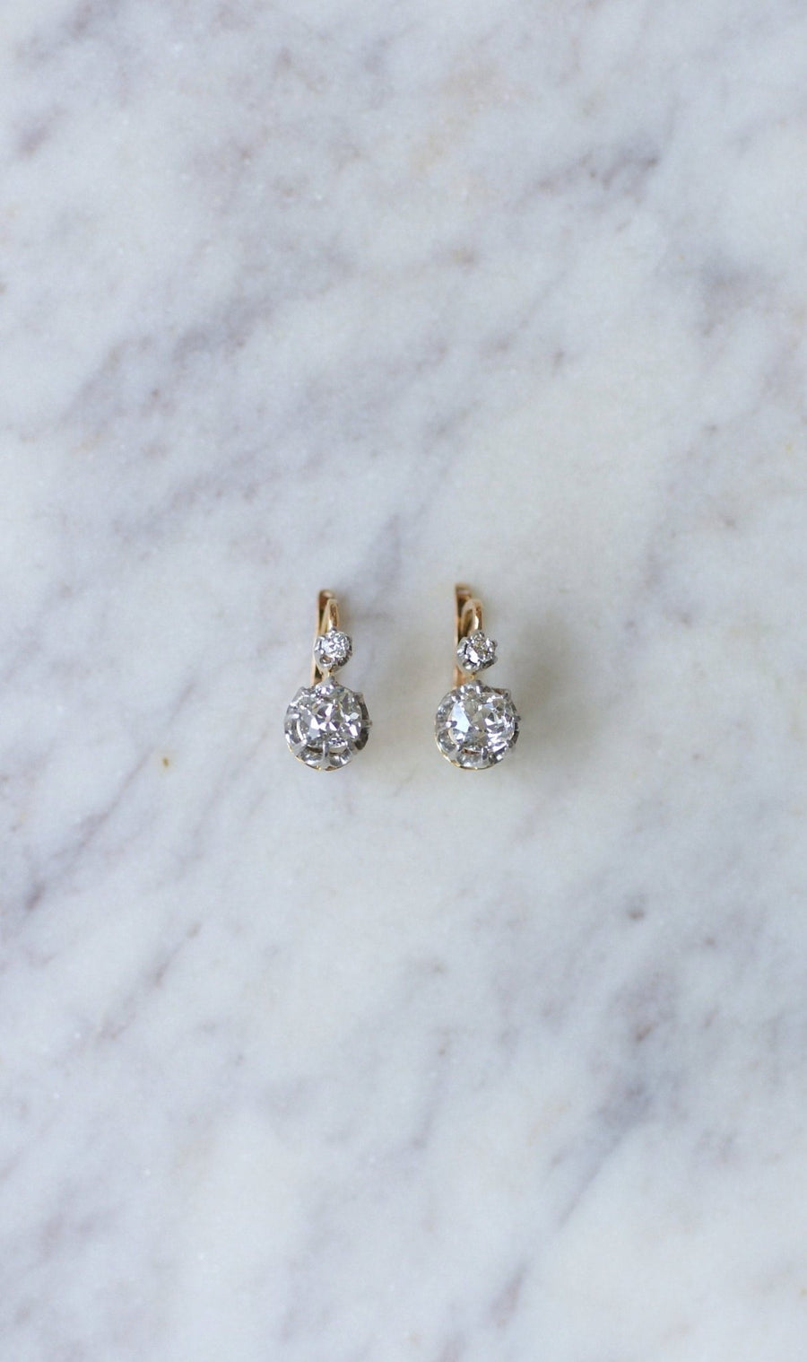 Antique diamond 1.10 ct sleeper earrings - Galerie Pénélope