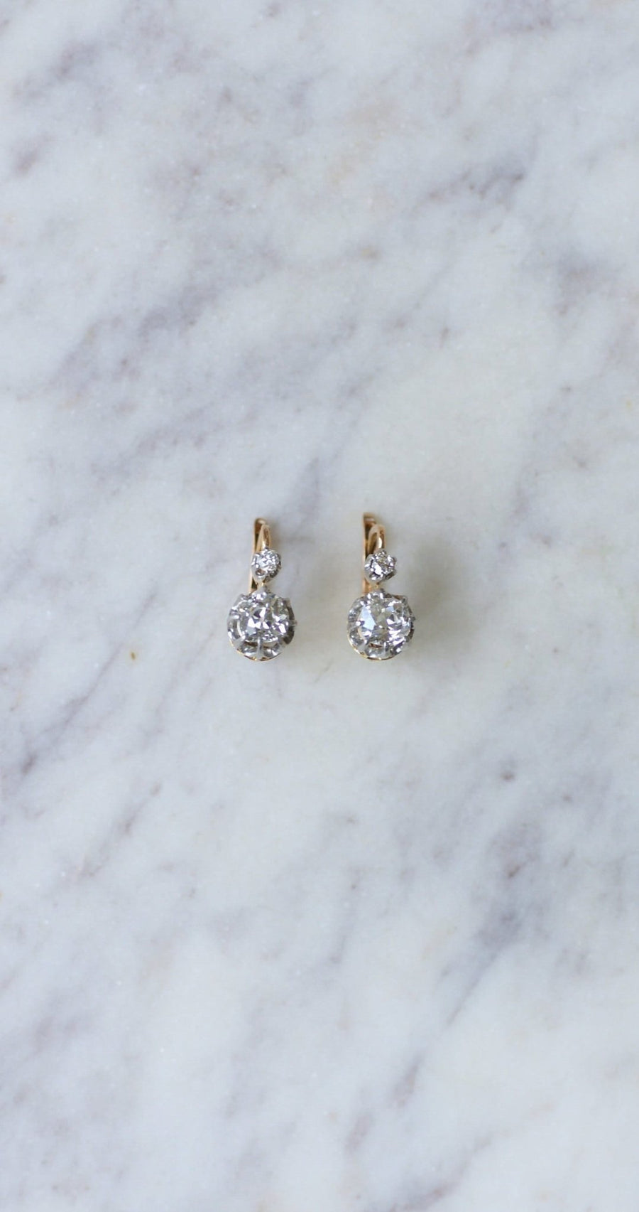 Antique diamond 1.10 ct sleeper earrings - Galerie Pénélope