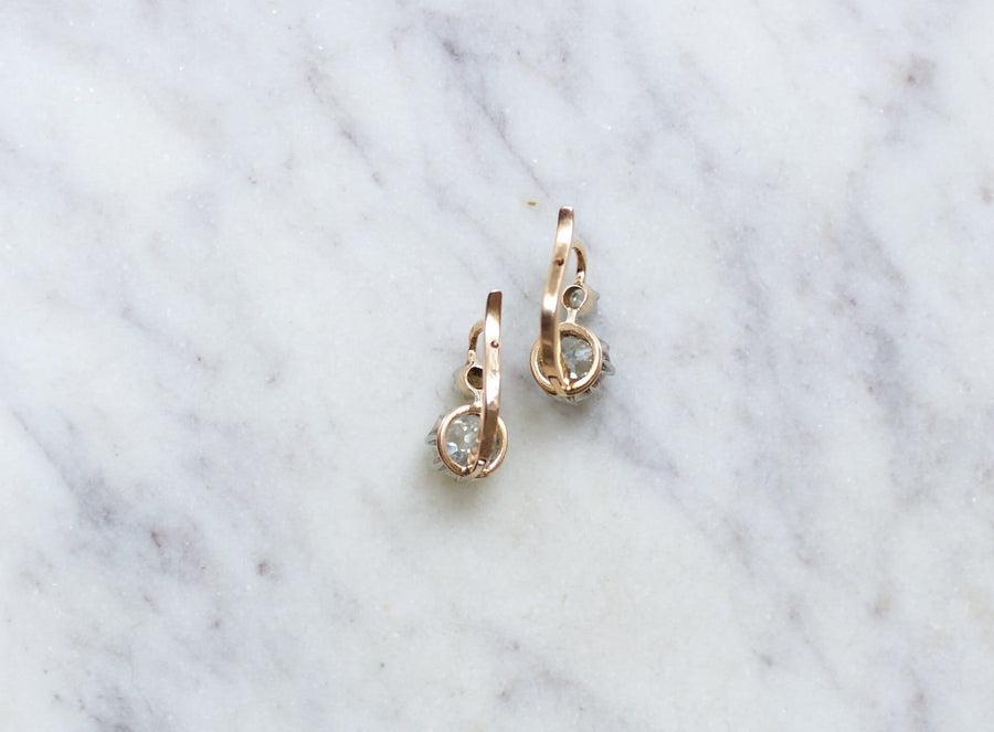 Antique diamond 1.10 ct sleeper earrings - Galerie Pénélope
