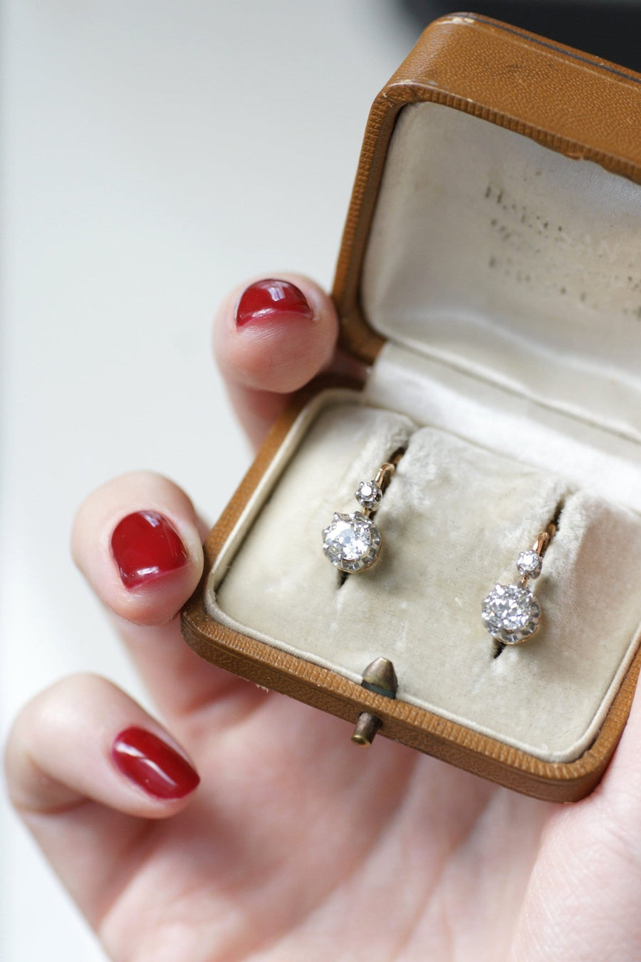Antique diamond 1.10 ct sleeper earrings - Galerie Pénélope