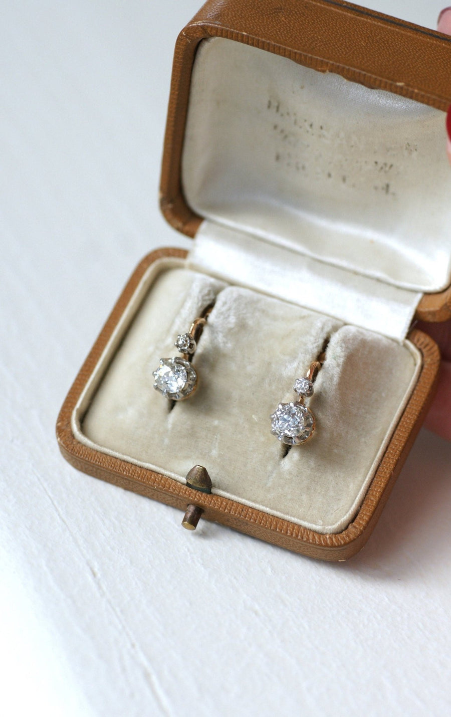 Antique diamond 1.10 ct sleeper earrings - Galerie Pénélope