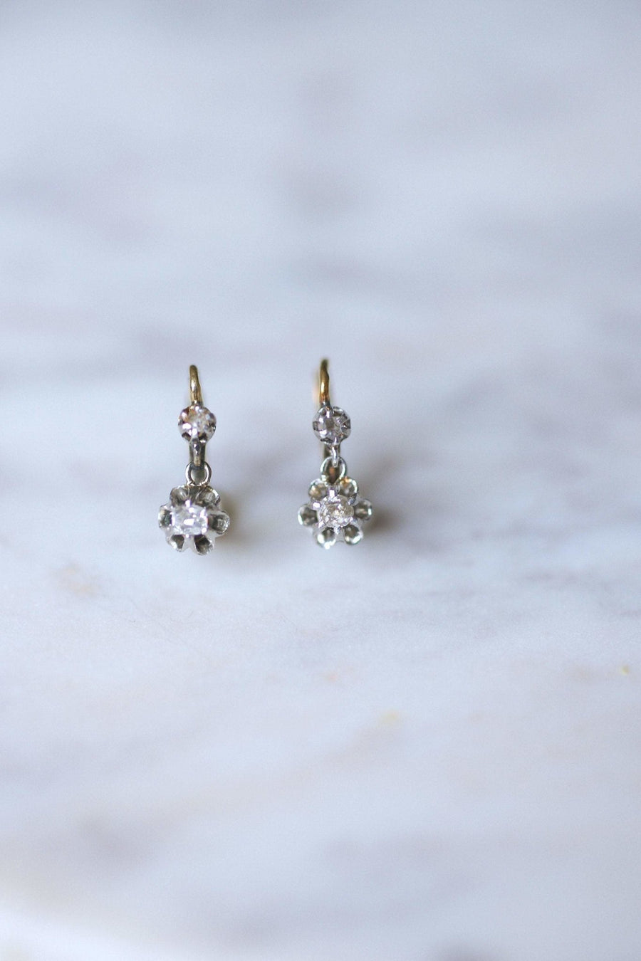 Antique diamond sleeper earrings - Penelope Gallery