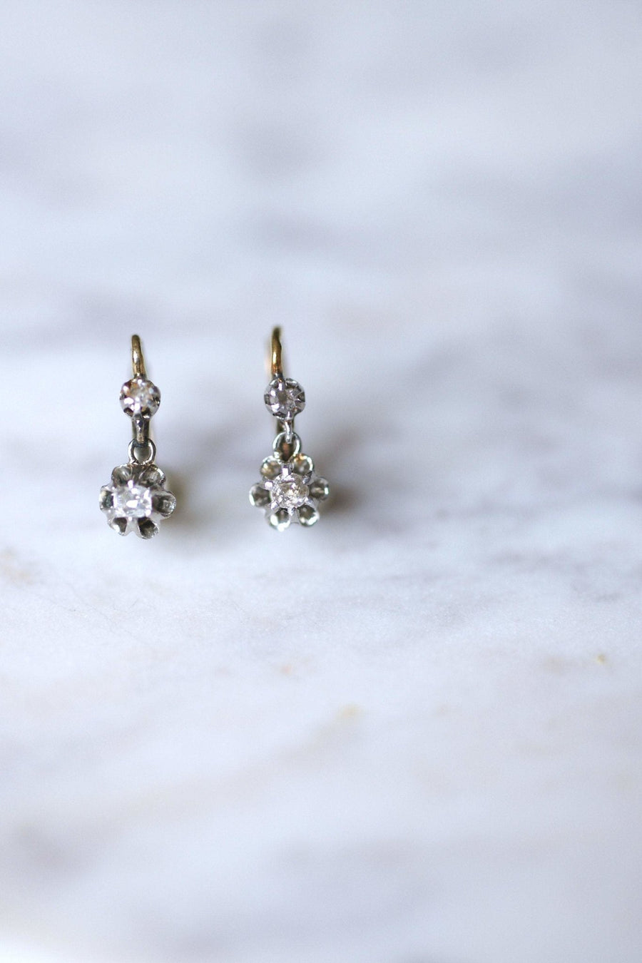 Antique diamond sleeper earrings - Penelope Gallery
