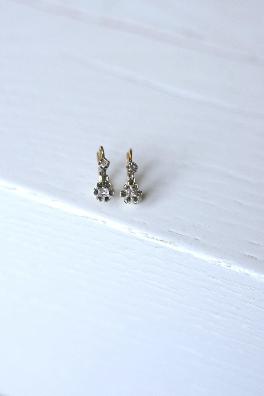 Antique diamond sleeper earrings - Penelope Gallery