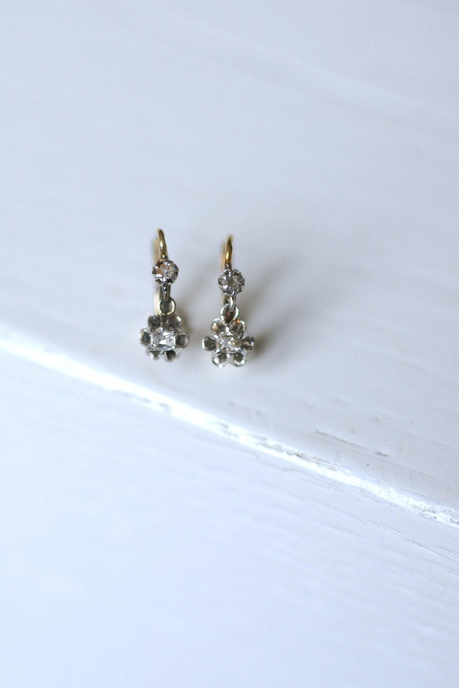 Antique diamond sleeper earrings - Penelope Gallery