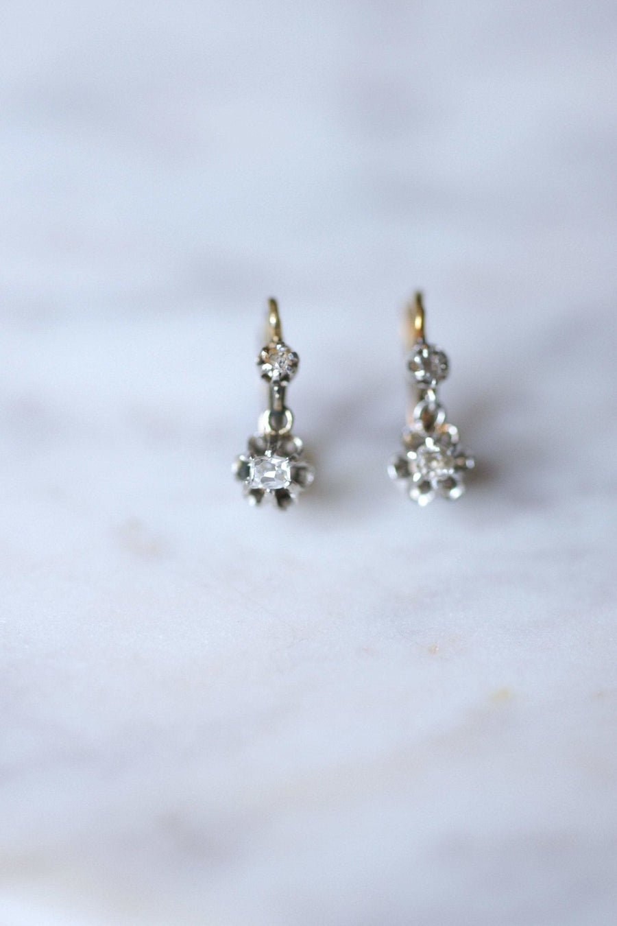 Antique diamond sleeper earrings - Penelope Gallery