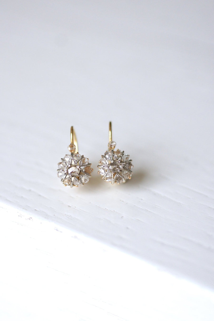 Antique gold, silver and diamond earrings - Galerie Pénélope