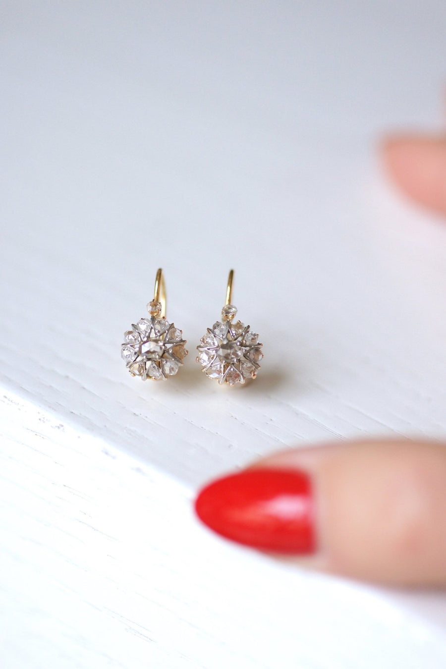 Antique gold, silver and diamond earrings - Galerie Pénélope