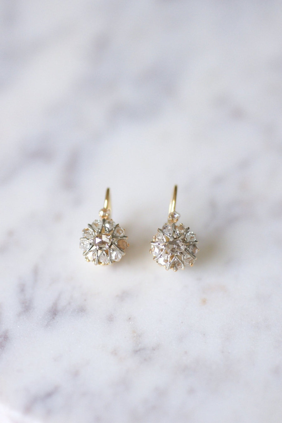Antique gold, silver and diamond earrings - Galerie Pénélope
