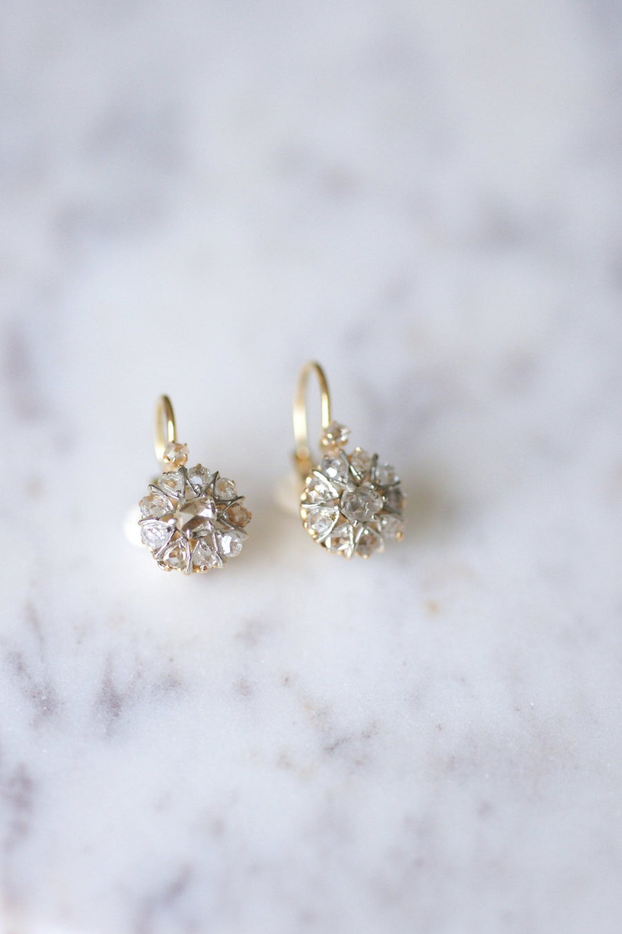 Antique gold, silver and diamond earrings - Galerie Pénélope