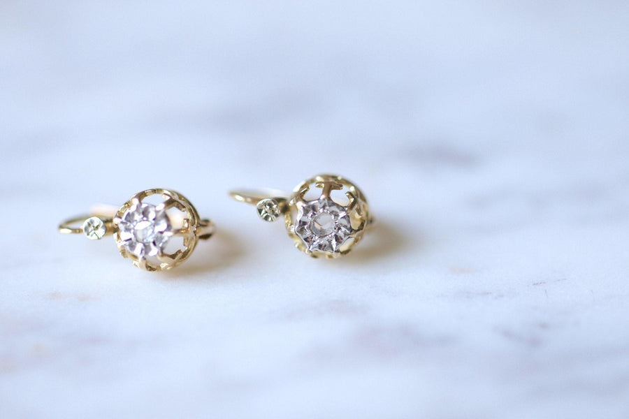 Antique gold and diamond sleeper earrings - Galerie Pénélope