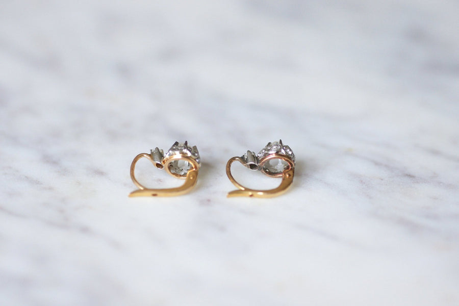 Antique gold, platinum and diamond earrings - Galerie Pénélope