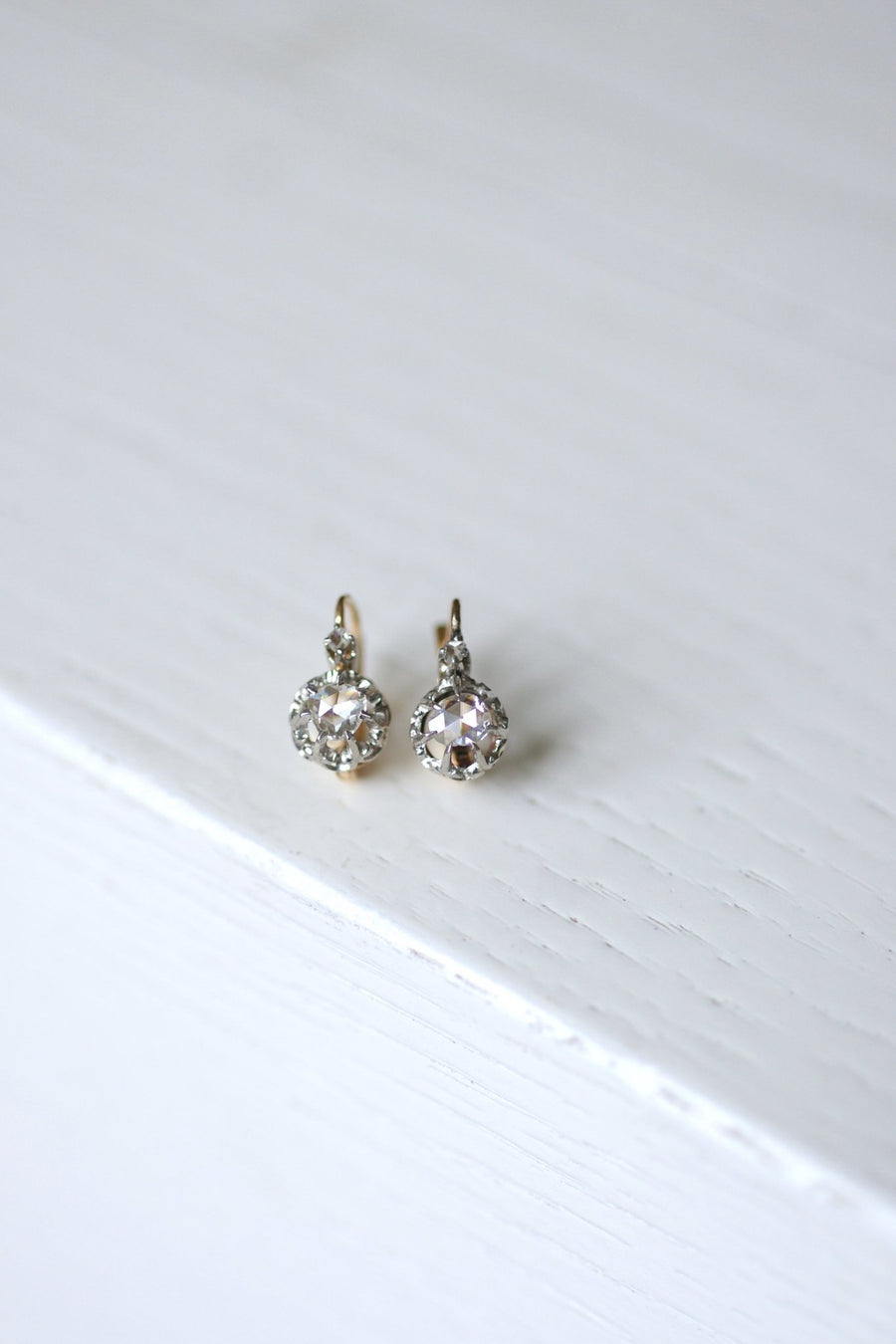 Antique gold, platinum and diamond earrings - Galerie Pénélope
