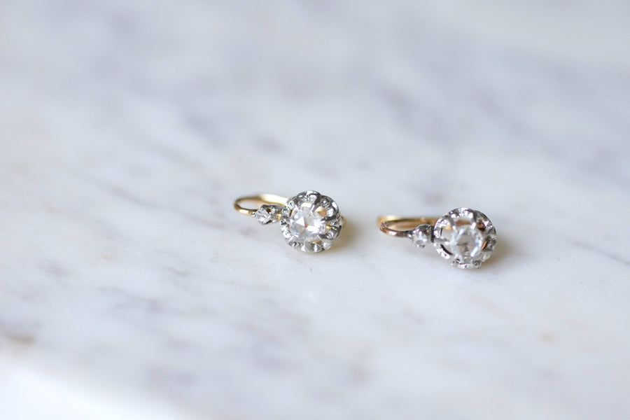 Antique gold, platinum and diamond earrings - Galerie Pénélope