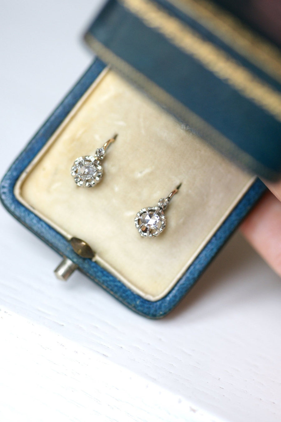 Antique gold, platinum and diamond earrings - Galerie Pénélope