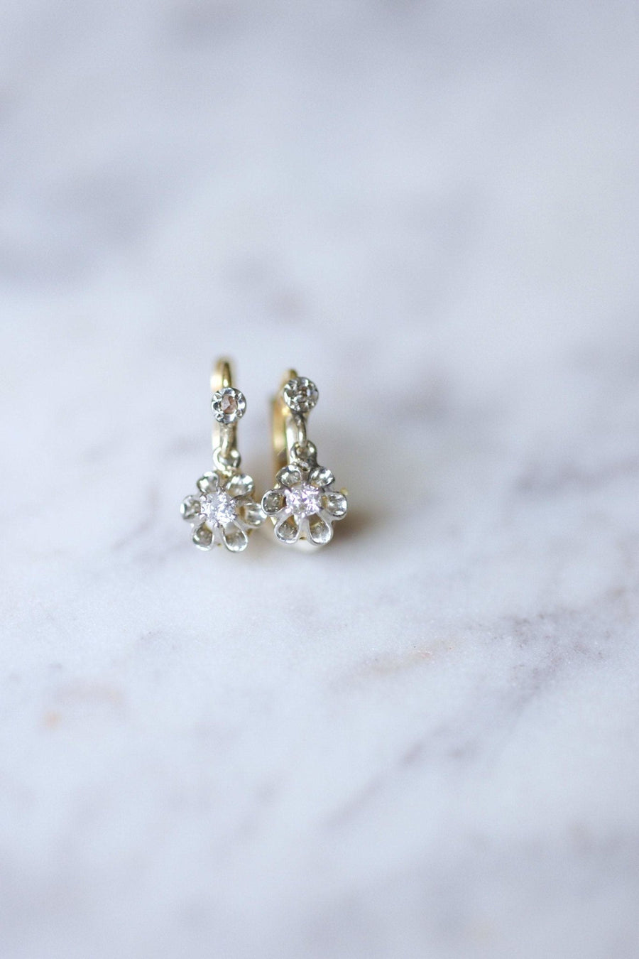 Antique gold, platinum and diamond earrings - Galerie Pénélope