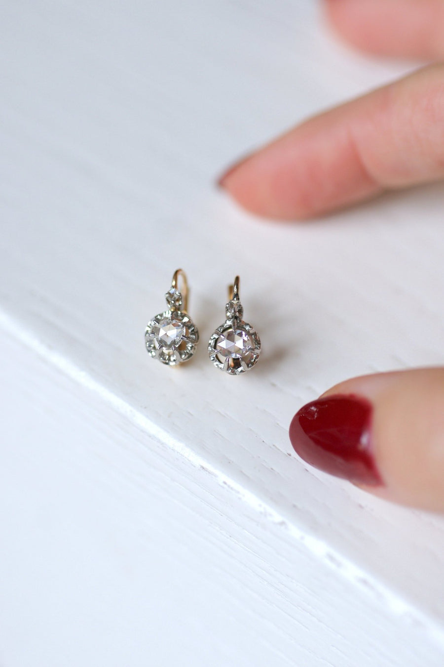 Antique gold, platinum and diamond earrings - Galerie Pénélope
