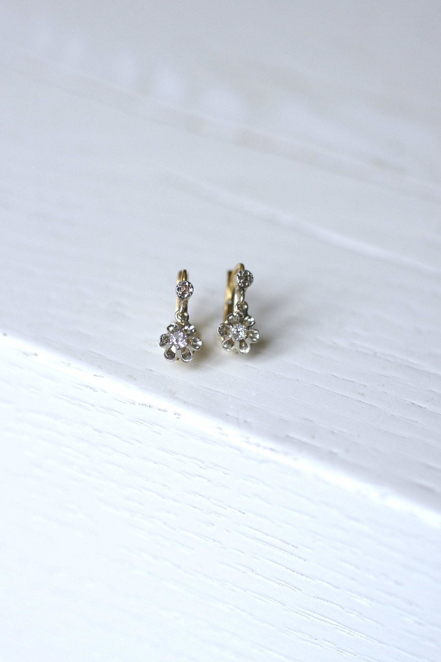 Antique gold, platinum and diamond earrings - Galerie Pénélope