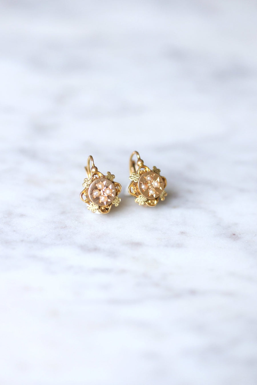 Antique Rose Gold Sleeper Earrings - Penelope Gallery
