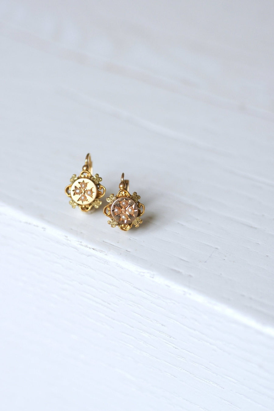 Antique Rose Gold Sleeper Earrings - Penelope Gallery