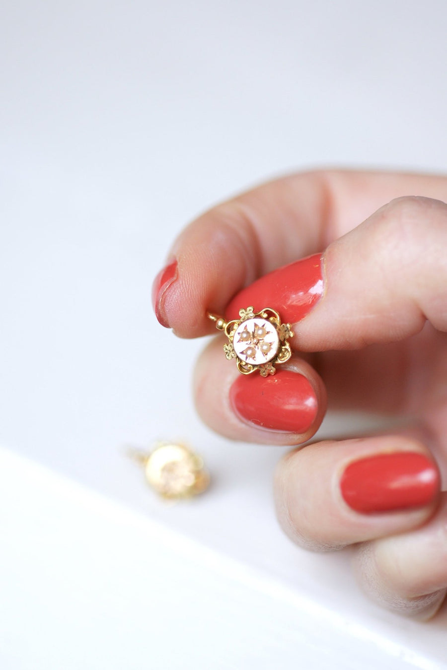 Antique Rose Gold Sleeper Earrings - Penelope Gallery