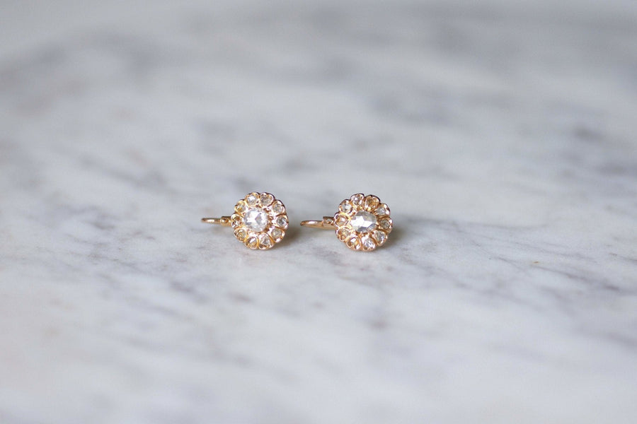 Antique daisy earrings with diamonds - Penelope Gallery