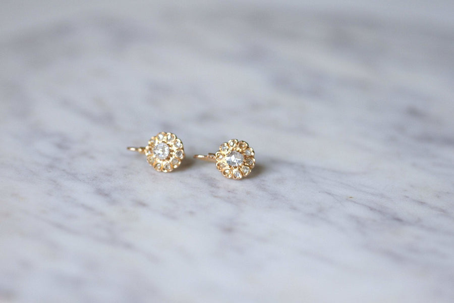Antique daisy earrings with diamonds - Penelope Gallery
