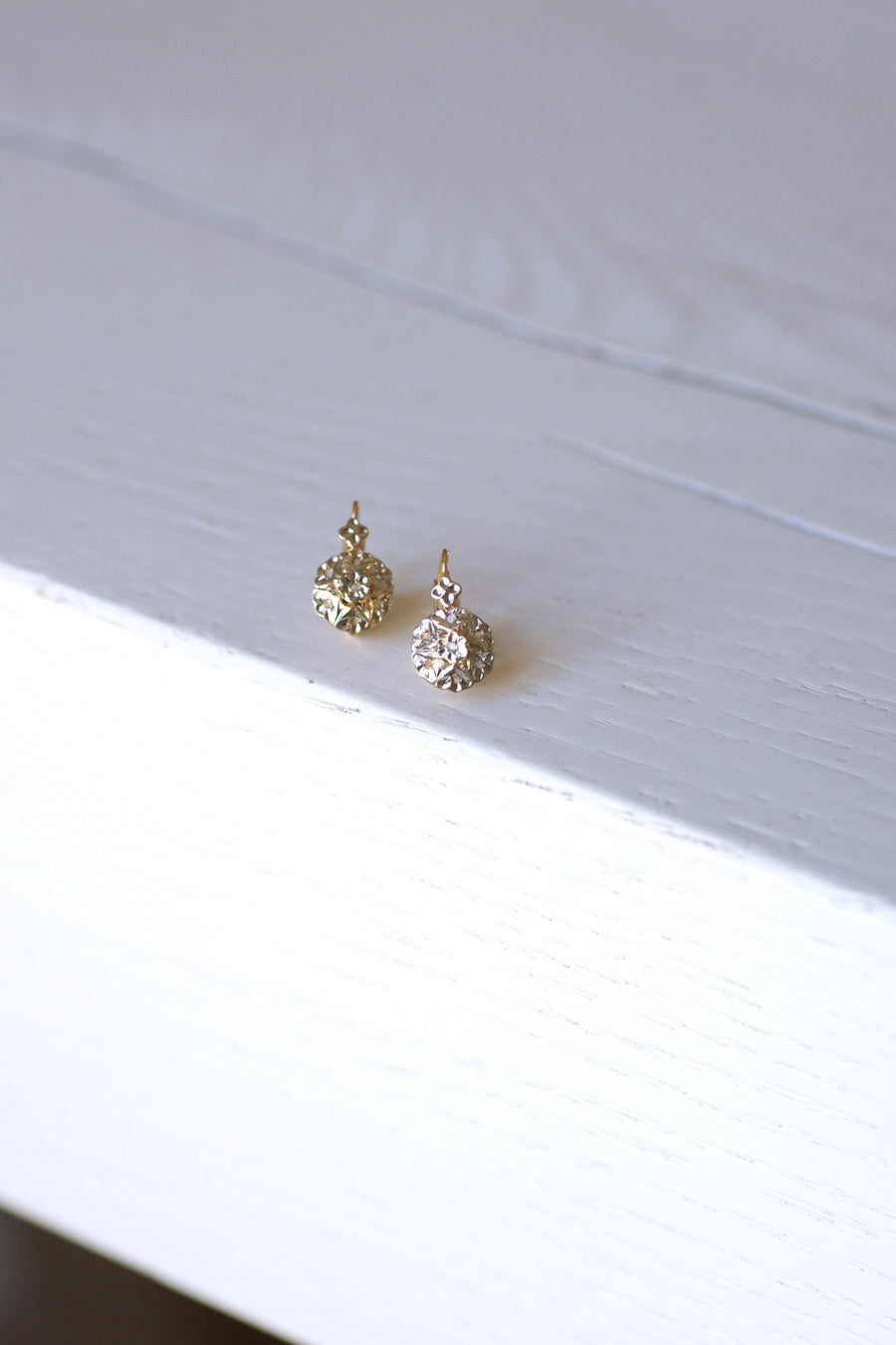 Antique gold and diamond sleeper earrings - Penelope Gallery