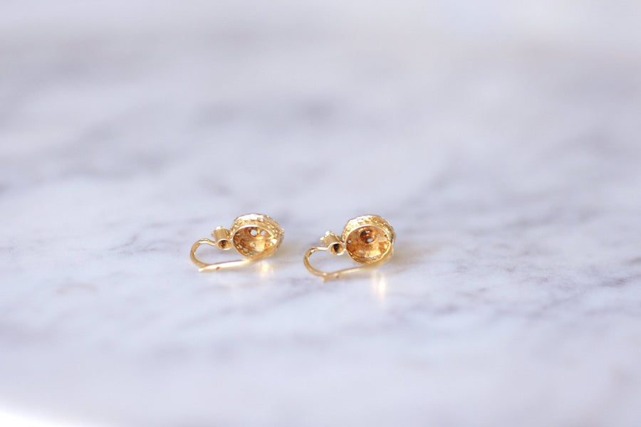Antique gold and diamond sleeper earrings - Penelope Gallery
