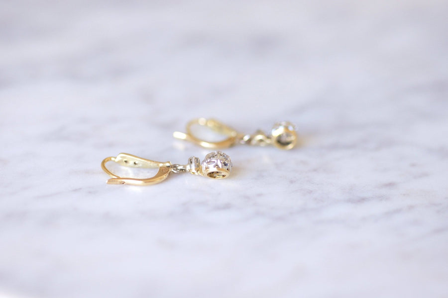 Antique sleeper earrings with diamonds - Penelope Gallery