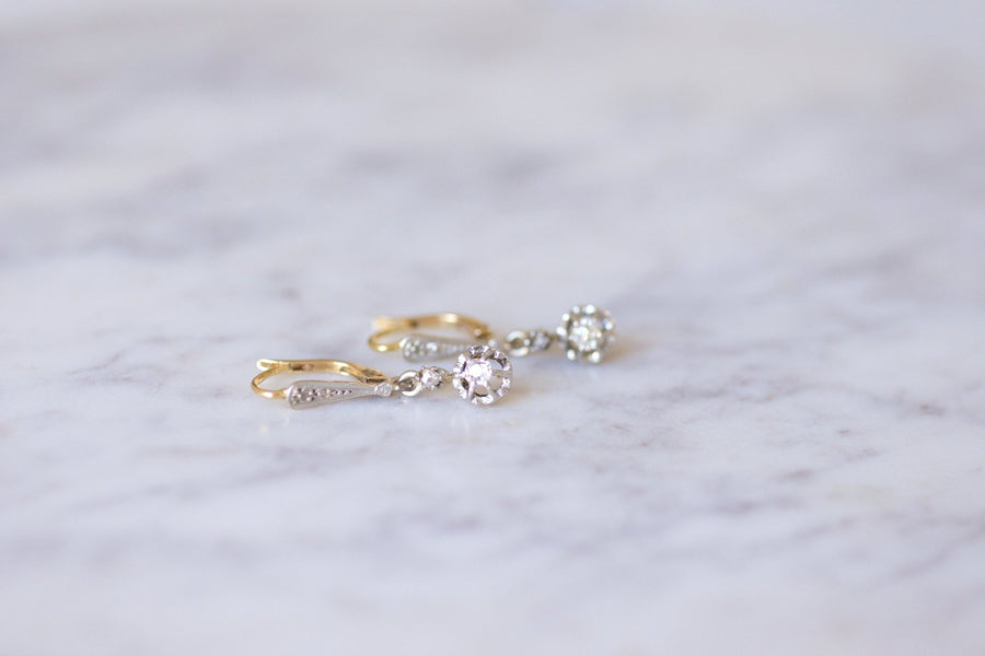 Antique sleeper earrings with diamonds - Penelope Gallery