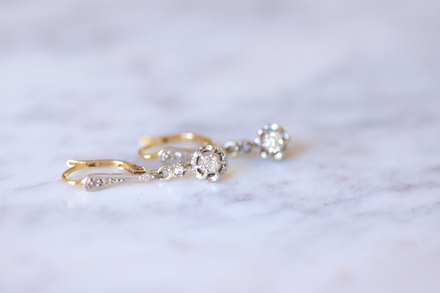 Antique sleeper earrings with diamonds - Penelope Gallery