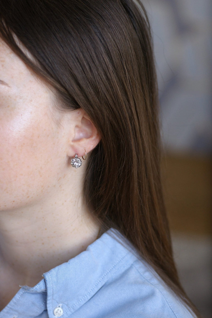 Dormeuses marguerite diamant earrings - Galerie Pénélope