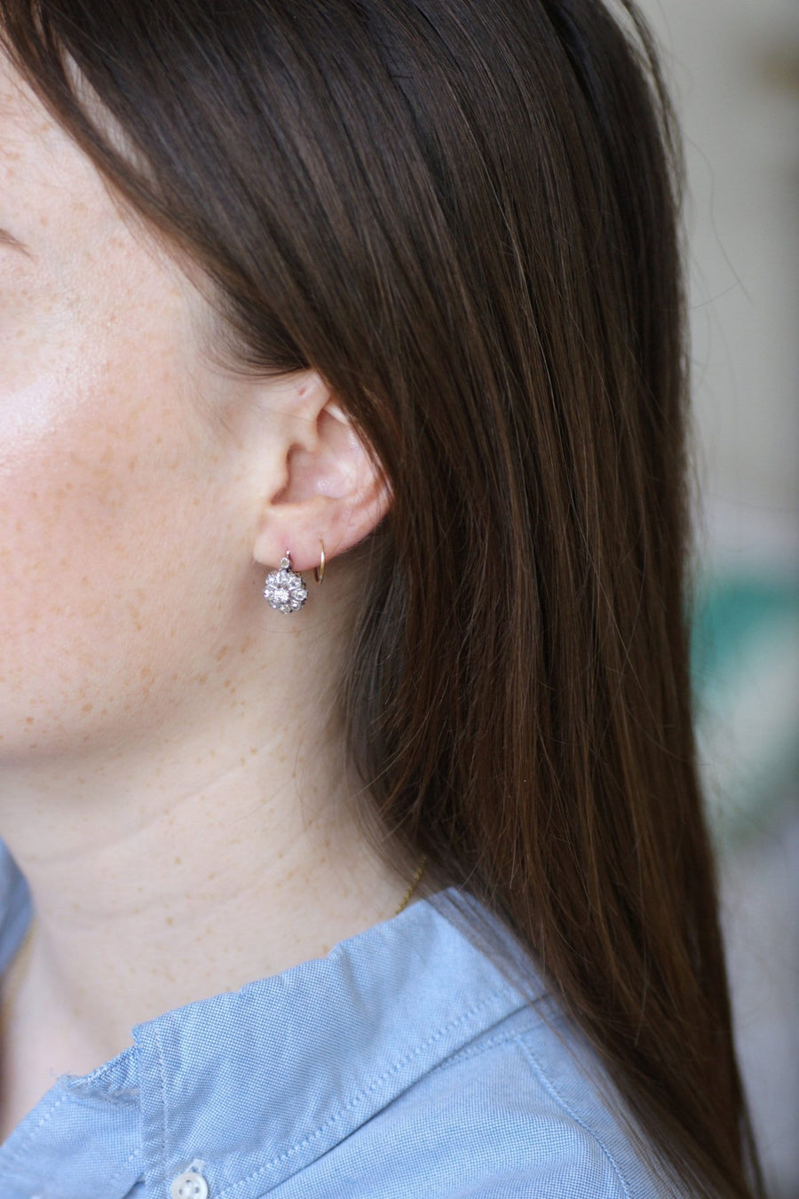 Dormeuses marguerite diamant earrings - Galerie Pénélope