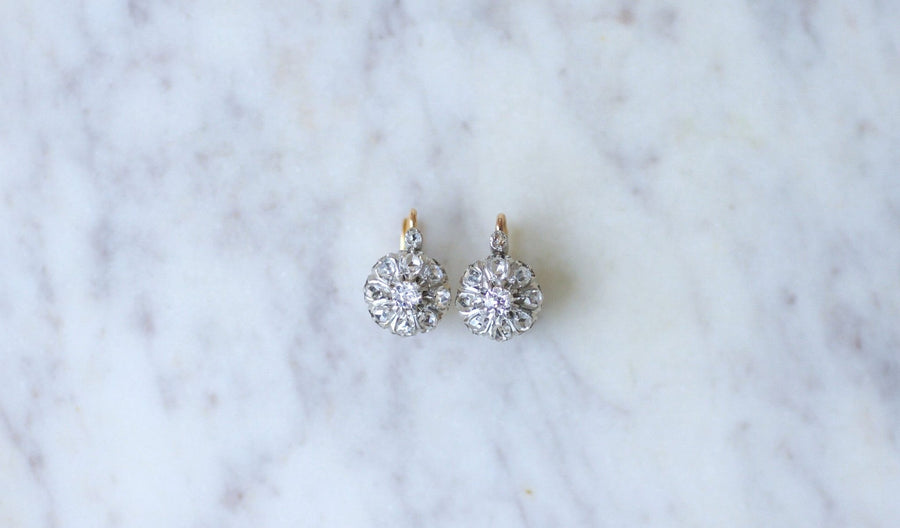 Dormeuses marguerite diamant earrings - Galerie Pénélope