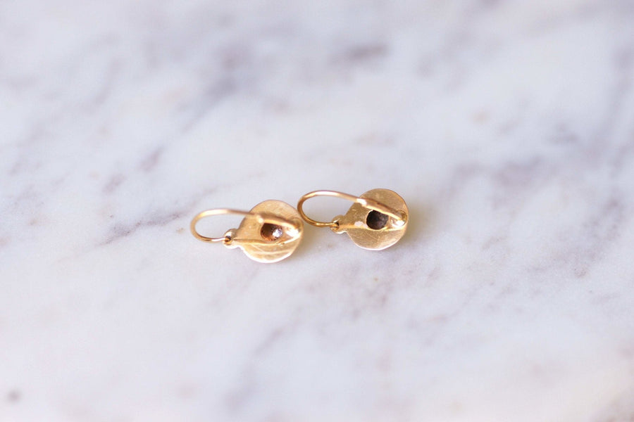 Antique yellow gold round sleeper earrings - Galerie Pénélope