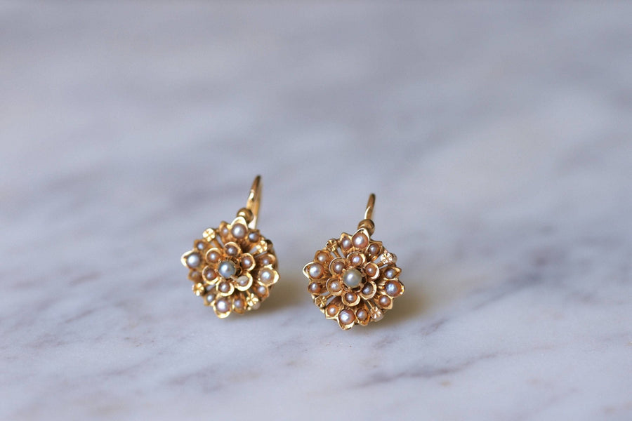 Fine pearl flower earrings - Galerie Pénélope