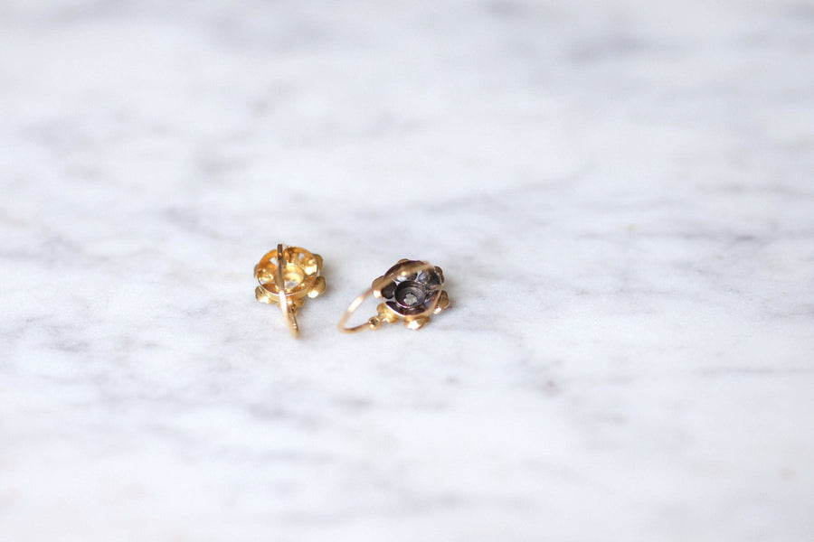 Antique flower, pearl and diamond earrings - Penelope Gallery
