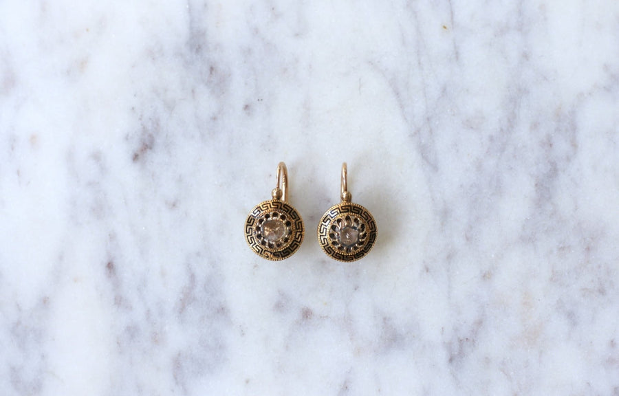 Greek meander earrings with diamonds - Galerie Pénélope