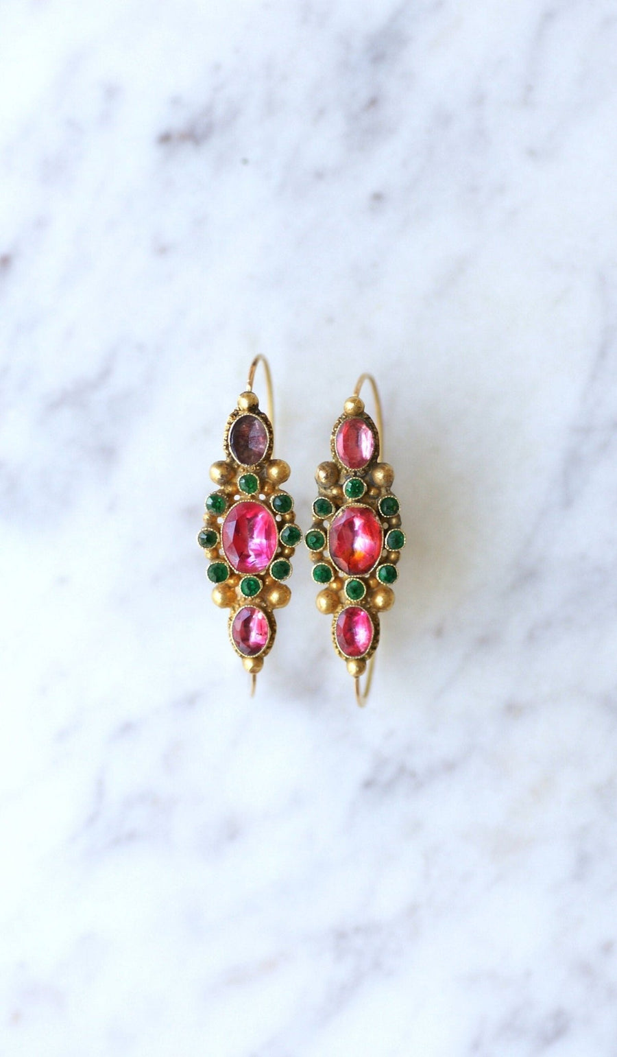Gold and rhinestone Poissardes earrings - Galerie Pénélope