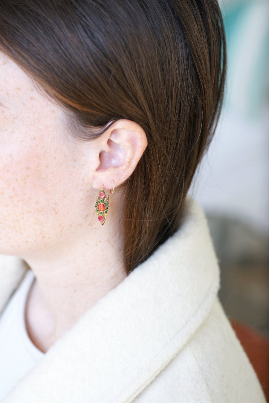 Gold and rhinestone Poissardes earrings - Galerie Pénélope