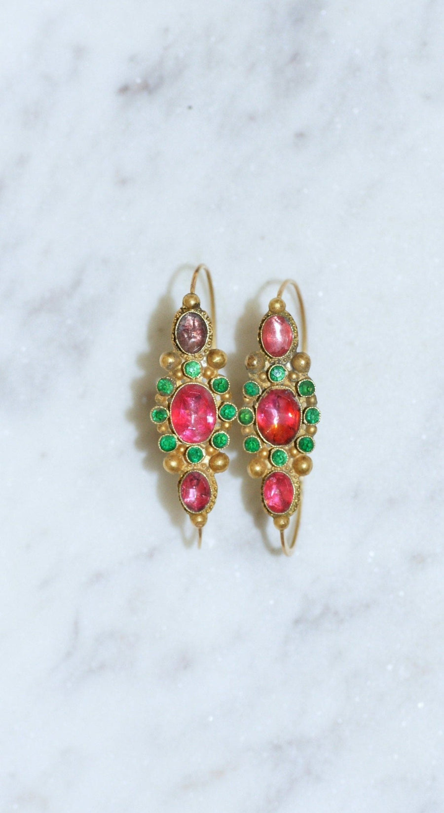 Gold and rhinestone Poissardes earrings - Galerie Pénélope