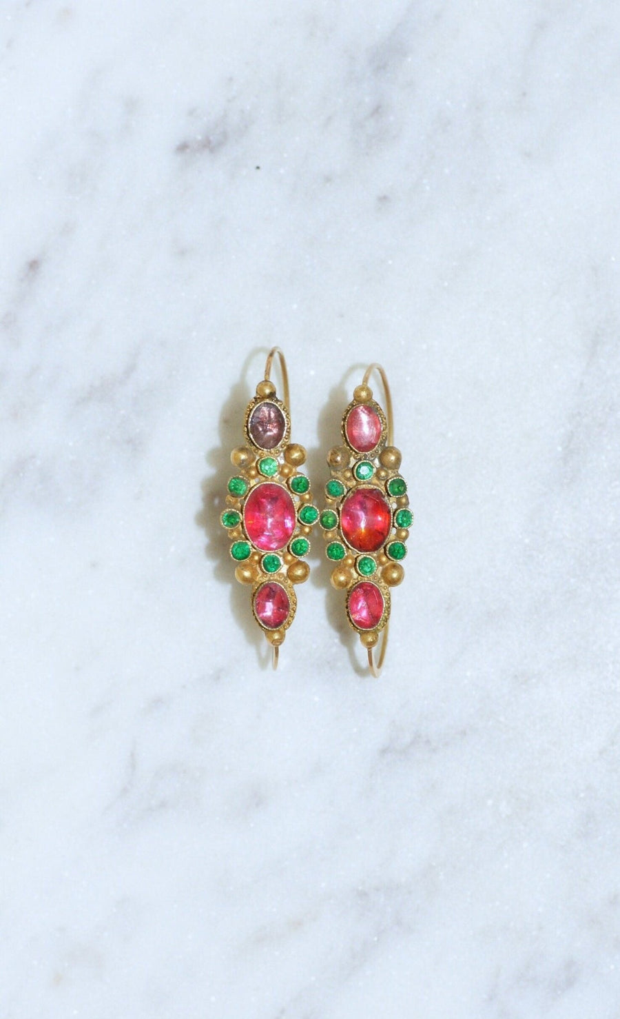 Gold and rhinestone Poissardes earrings - Galerie Pénélope