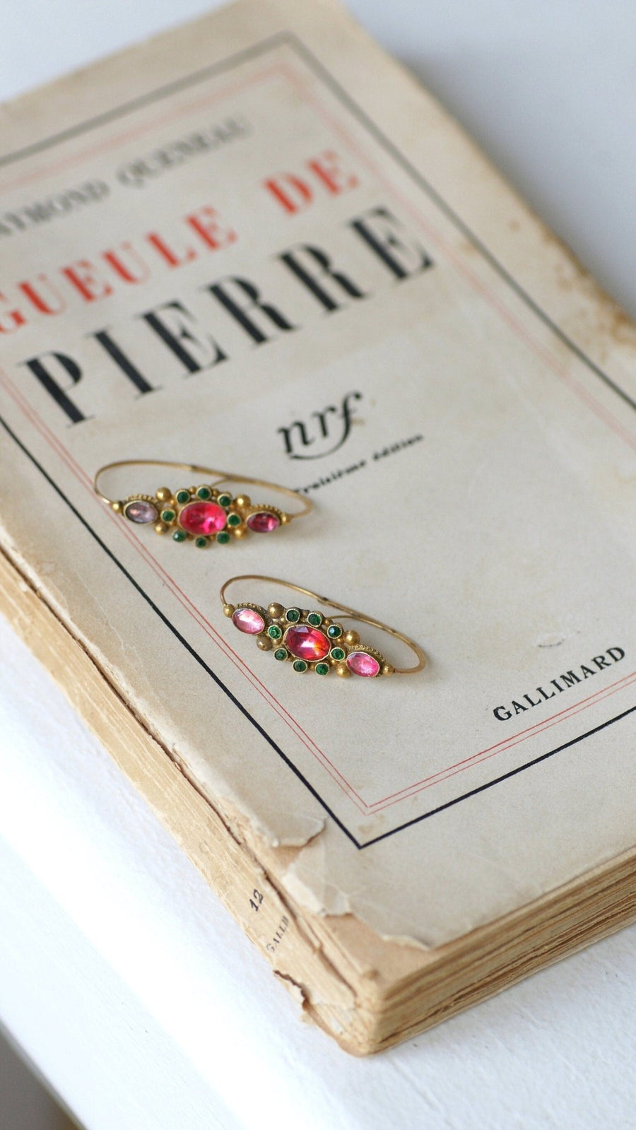 Gold and rhinestone Poissardes earrings - Galerie Pénélope