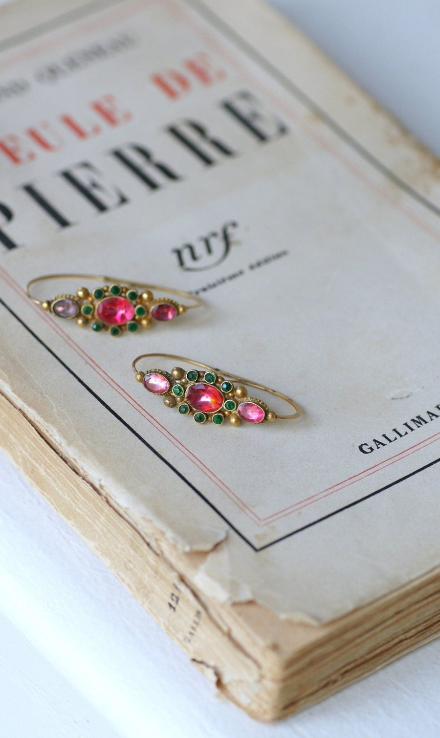 Gold and rhinestone Poissardes earrings - Galerie Pénélope