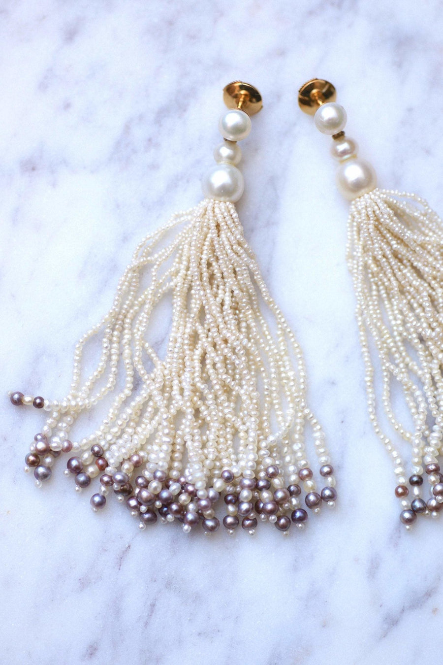 Gold and cultured pearl pompom earrings - Galerie Pénélope