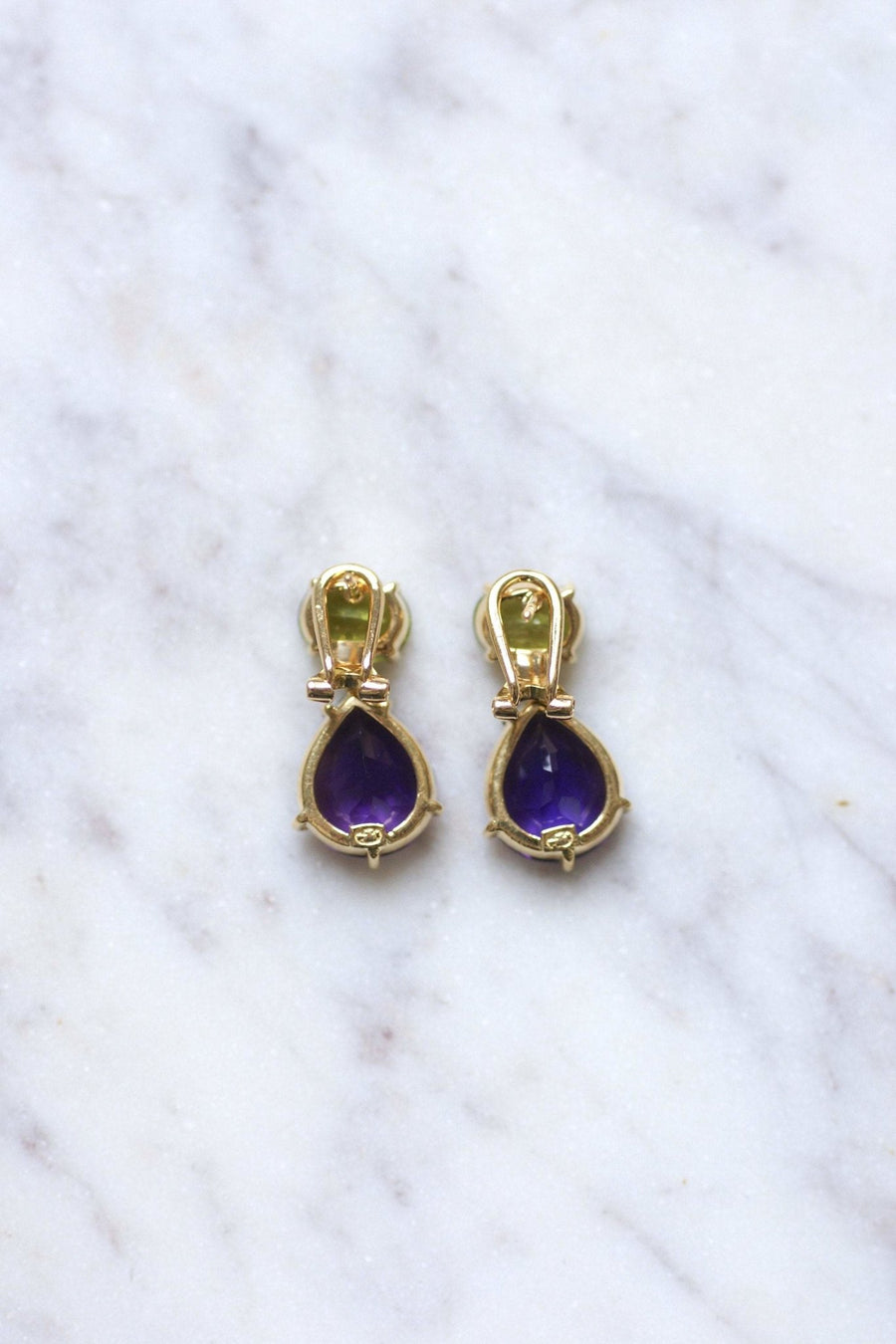 Vintage gold, amethyst and peridot drop earrings - Penelope Gallery