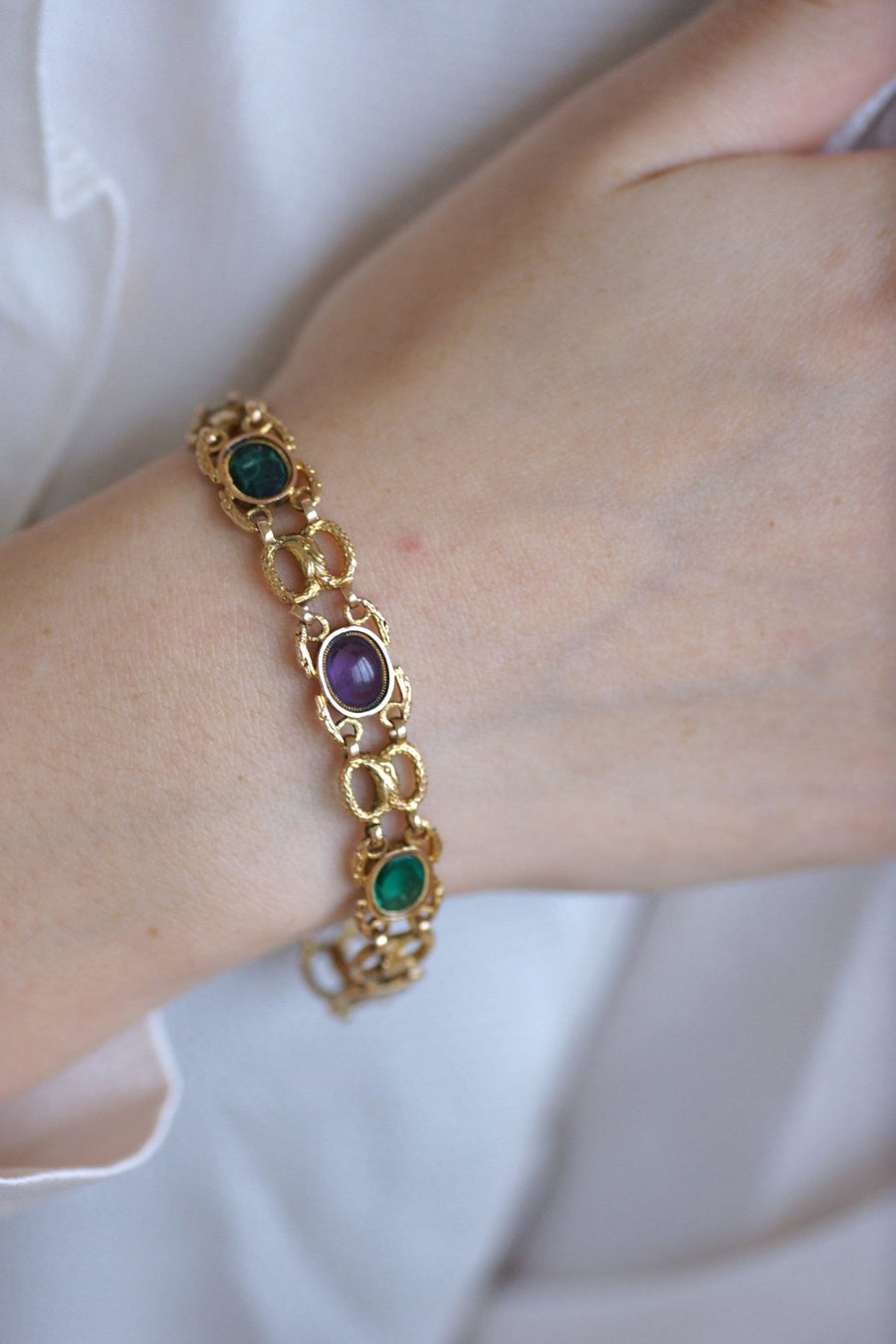 Antique acrostic bracelet, malachite, amethyst, emerald, turquoise - Penelope Gallery