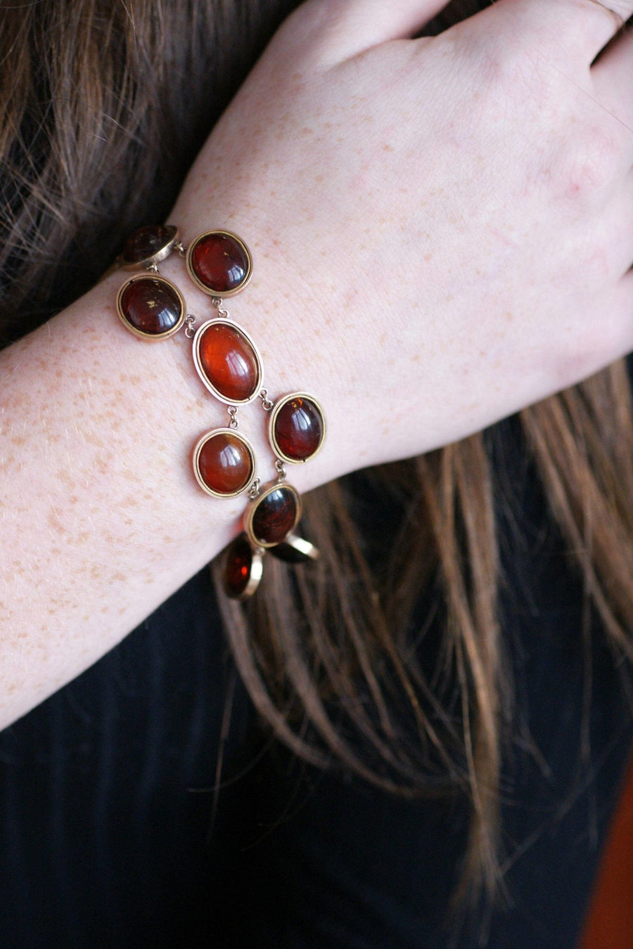 Antique rose gold and amber bracelet - Penelope Gallery