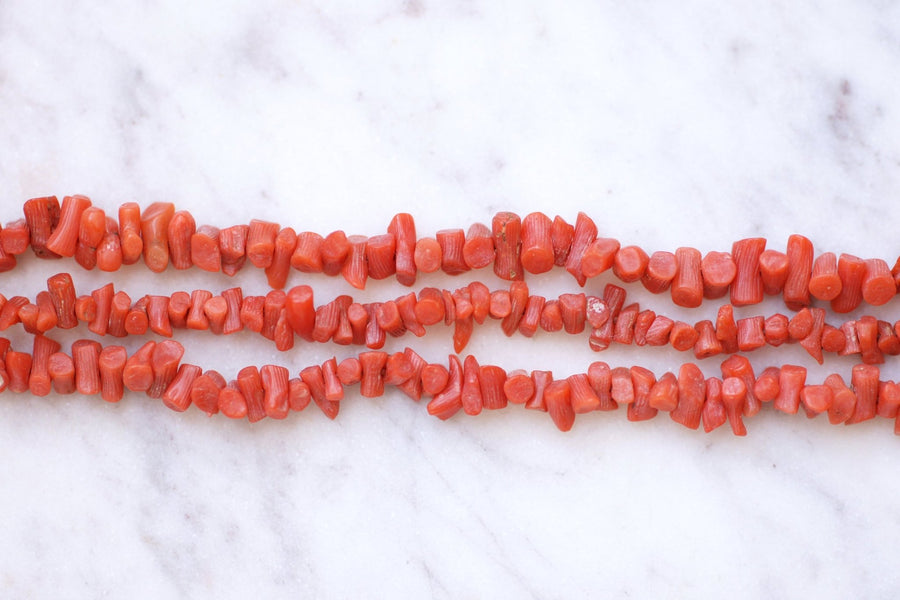 Antique three-row coral bracelet, gold clasp - Galerie Pénélope